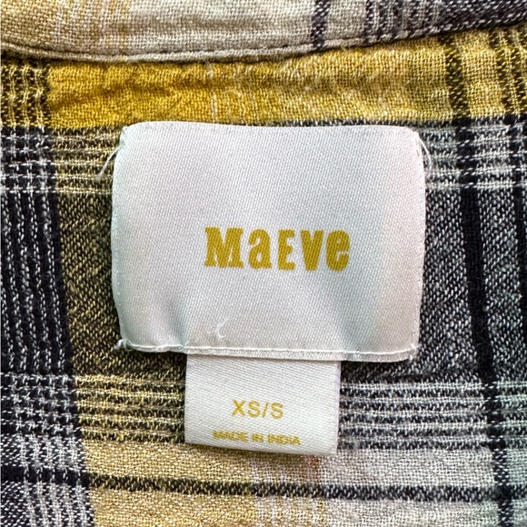 Anthropologie Oversized Yellow Plaid Buttondown - Picture 7 of 8